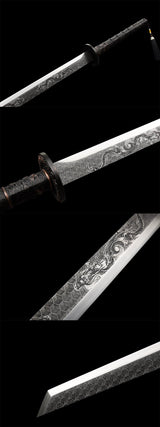 Handmade Gnarled Dragon High Manganese Steel Carve flowers Chinese Sword - Tophatter Daily Deals