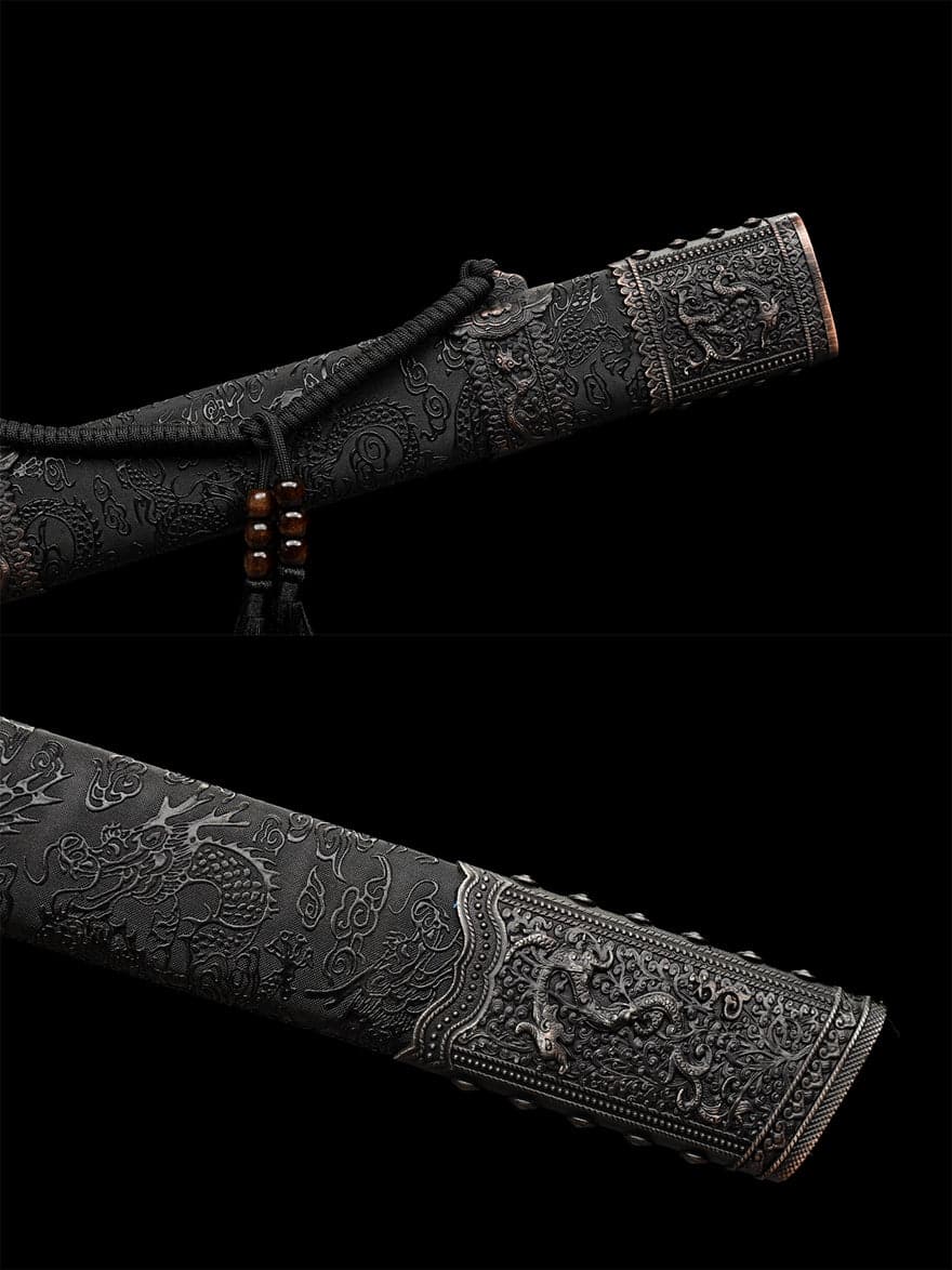 Handmade Gnarled Dragon High Manganese Steel Carve flowers Chinese Sword - Tophatter Daily Deals