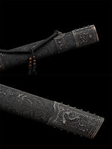 Handmade Gnarled Dragon High Manganese Steel Carve flowers Chinese Sword - Tophatter Daily Deals