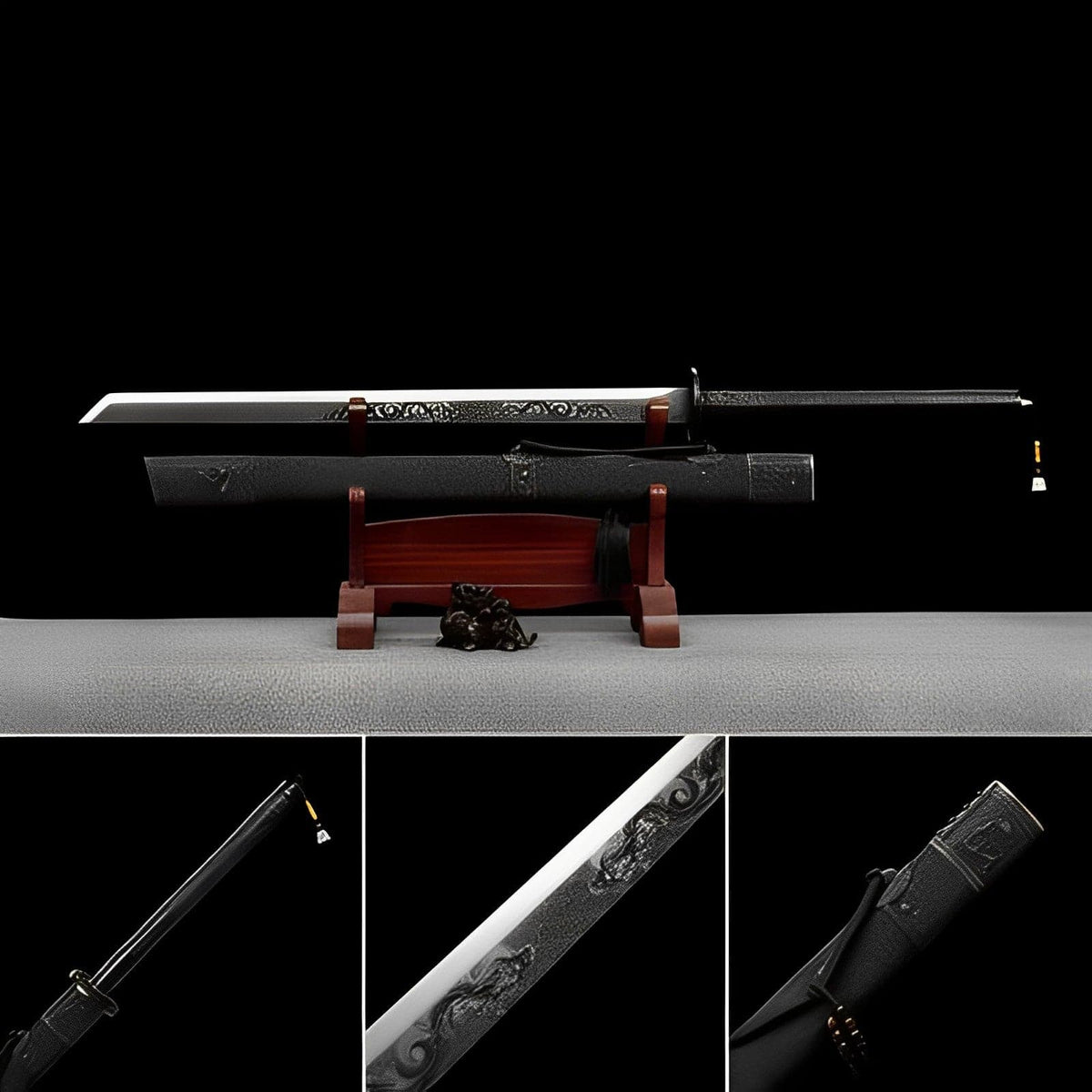 Handmade Gnarled Dragon High Manganese Steel Carve flowers Chinese Sword - Tophatter Daily Deals