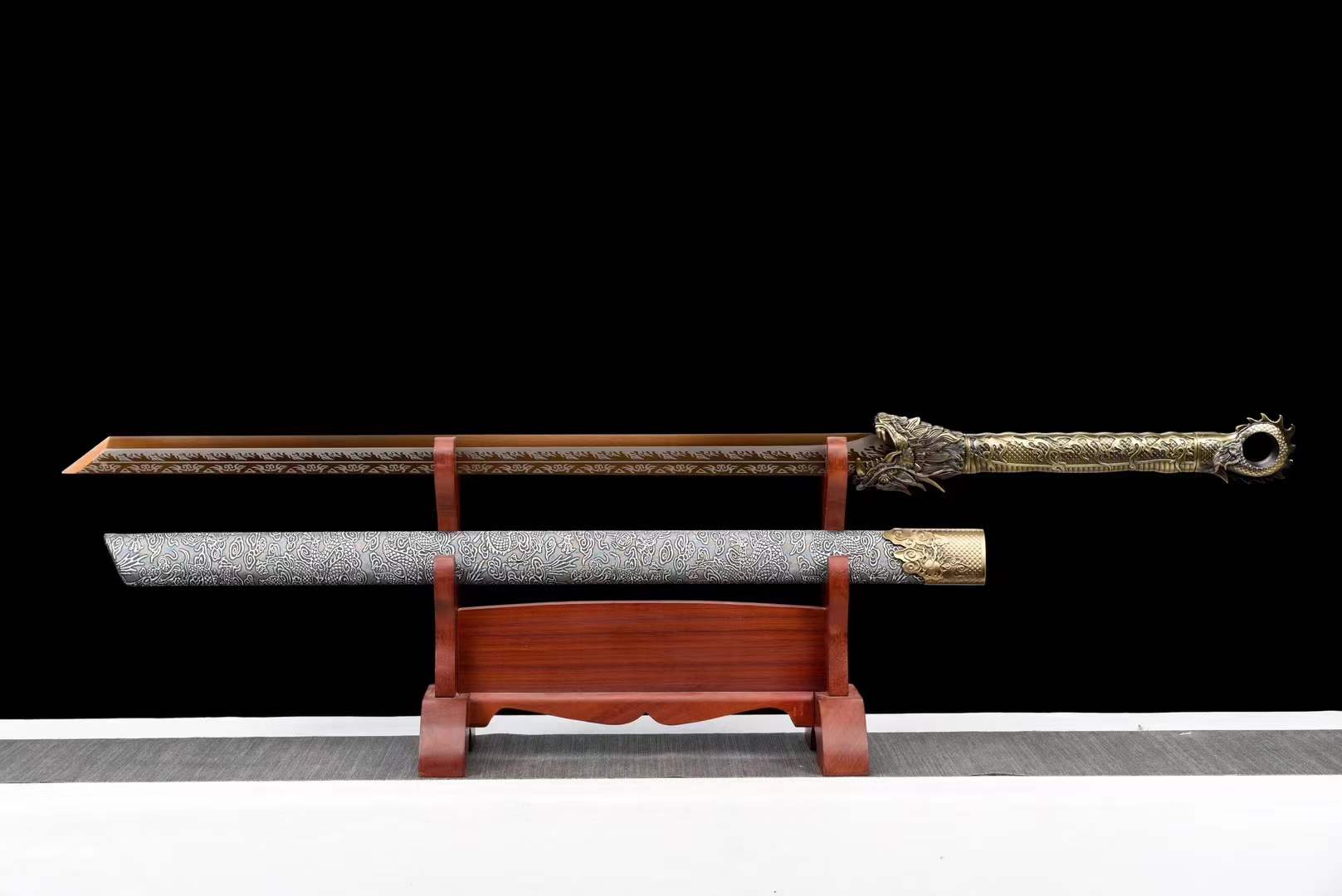 Handmade Golden Dragon Chinese Sword With Golden Blade - Tophatter Daily Deals