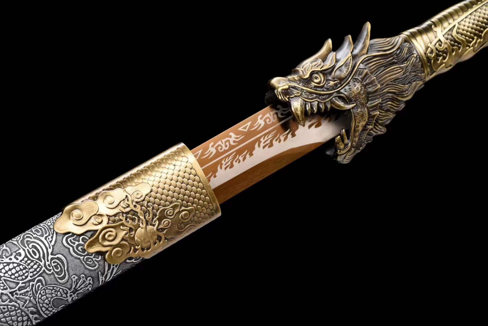 Handmade Golden Dragon Chinese Sword With Golden Blade - Tophatter Daily Deals