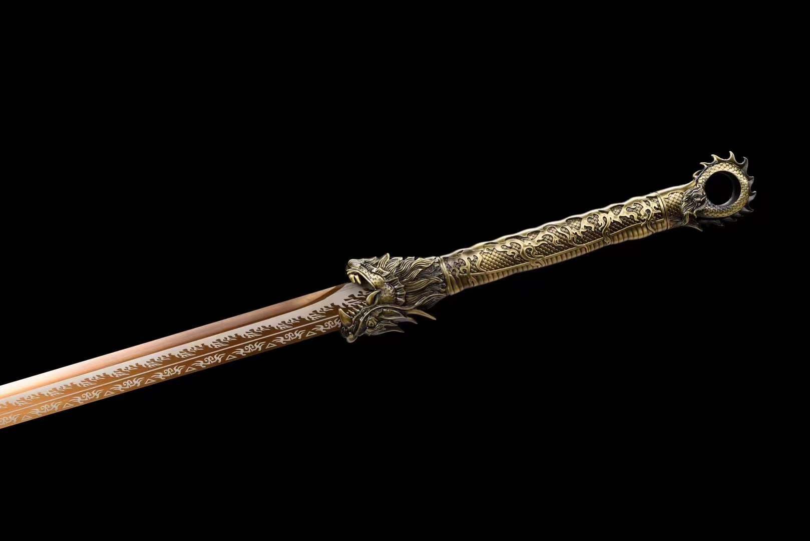 Handmade Golden Dragon Chinese Sword With Golden Blade - Tophatter Daily Deals