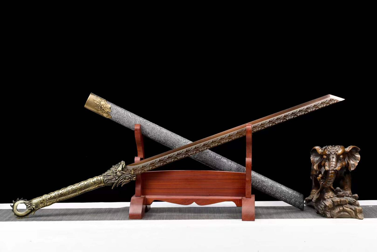 Handmade Golden Dragon Chinese Sword With Golden Blade - Tophatter Daily Deals