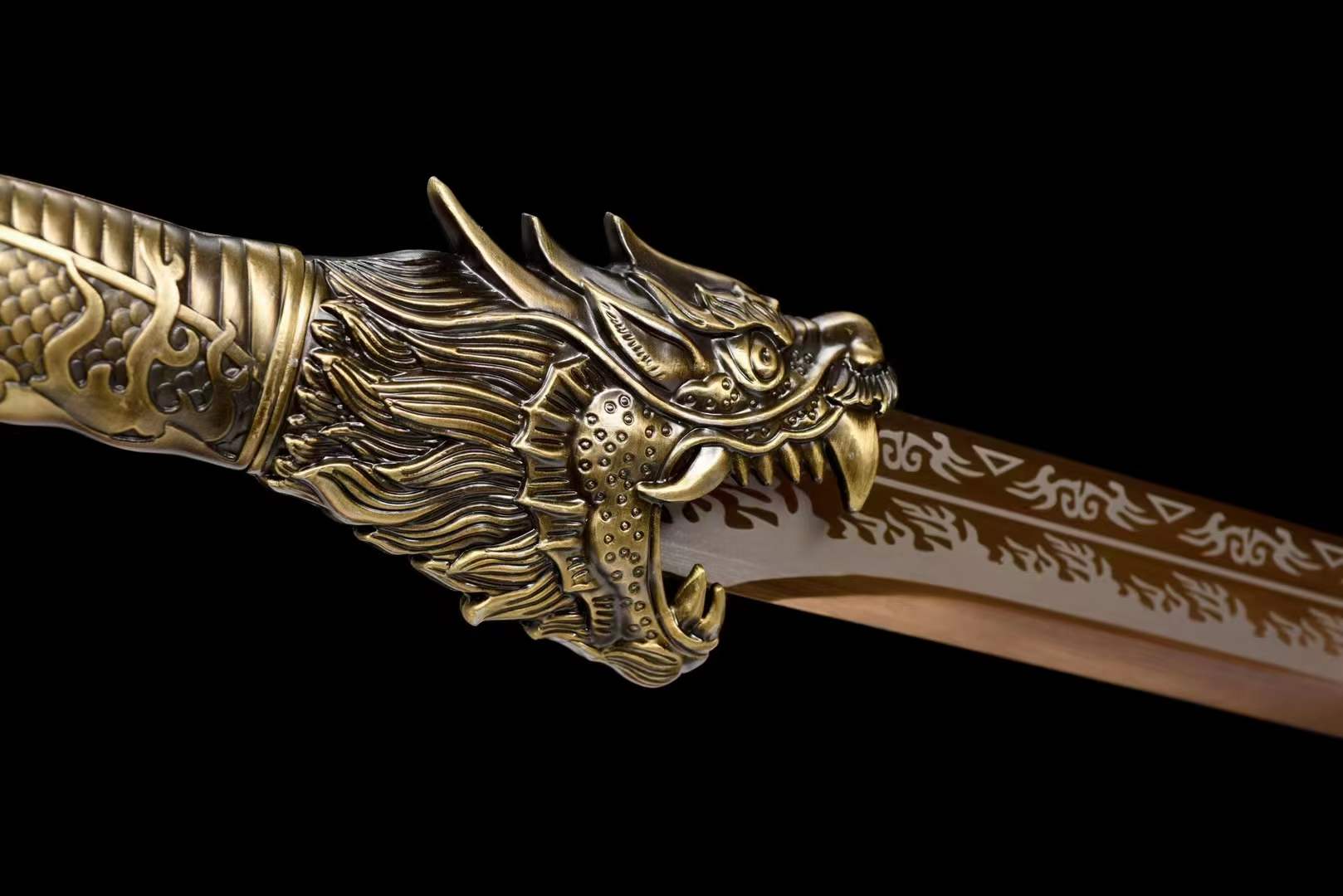 Handmade Golden Dragon Chinese Sword With Golden Blade - Tophatter Daily Deals
