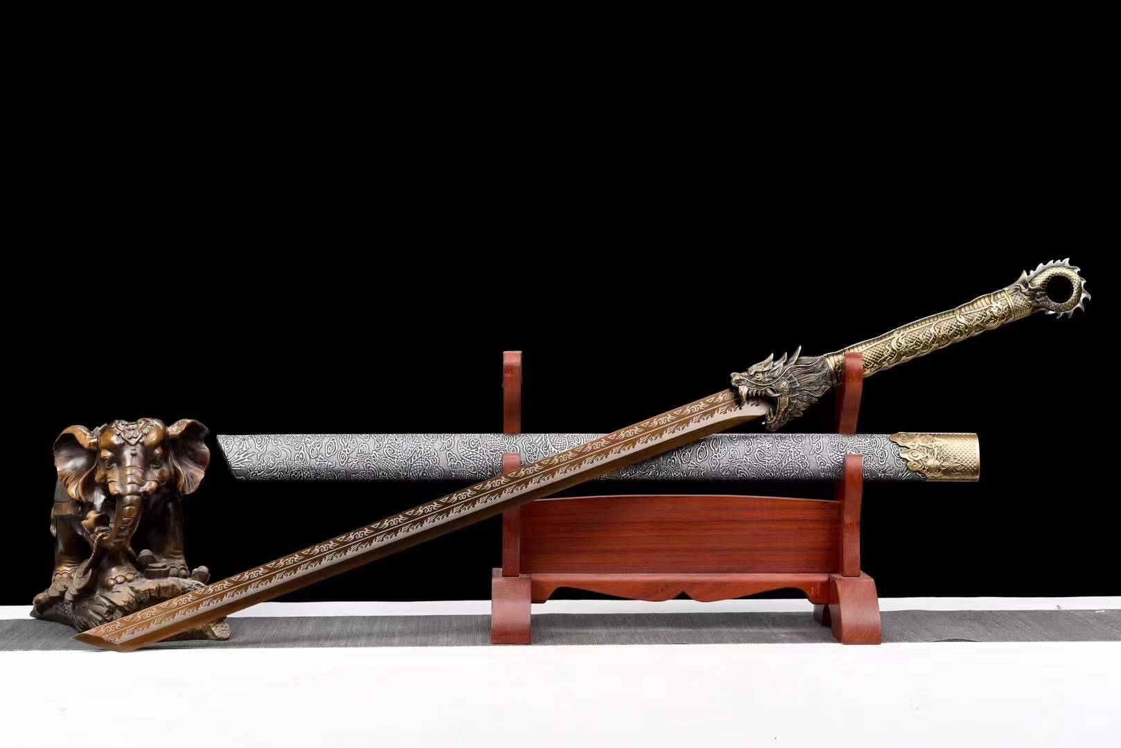 Handmade Golden Dragon Chinese Sword With Golden Blade - Tophatter Daily Deals