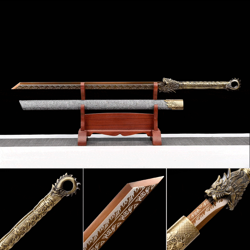 Handmade Golden Dragon Chinese Sword With Golden Blade - Tophatter Daily Deals