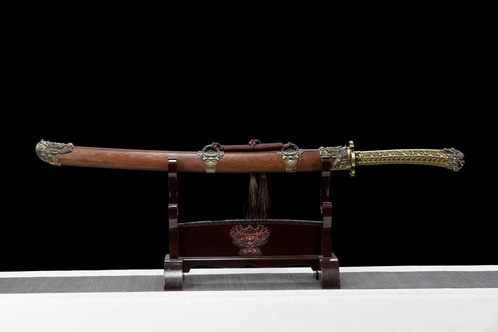 Handmade Golden Dragon Rosewood One-piece handle - Tophatter Daily Deals