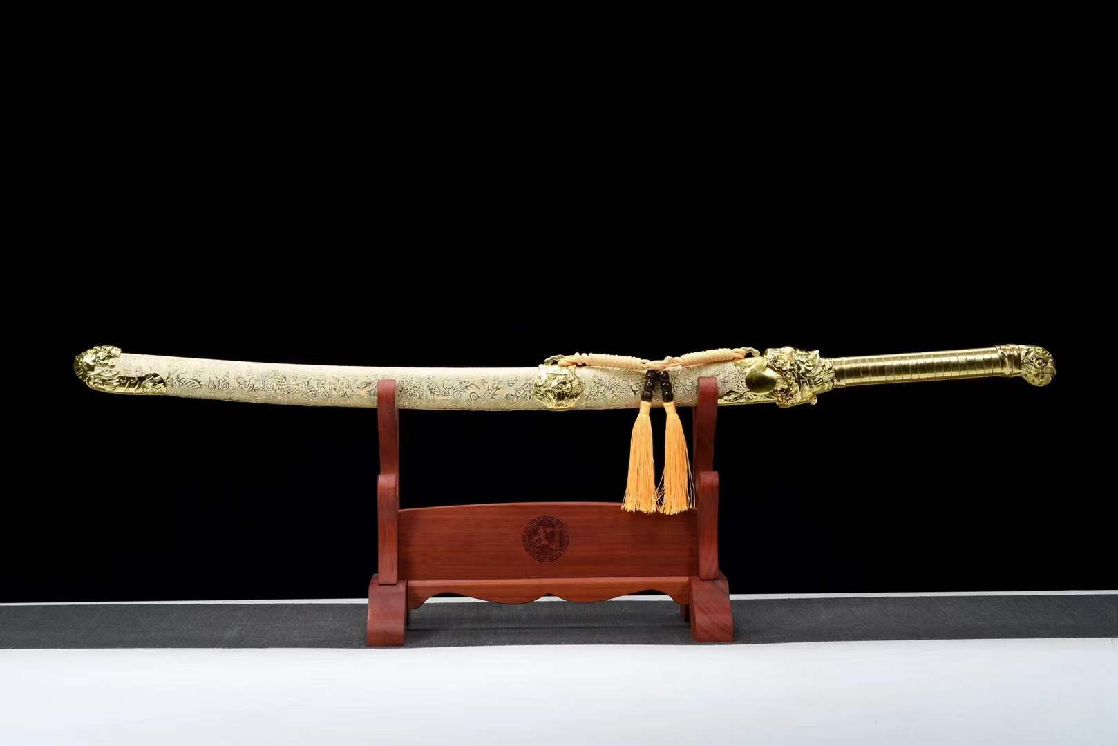 Handmade Golden Tiger Chop Chinese Sword With Golden - Tophatter Daily Deals