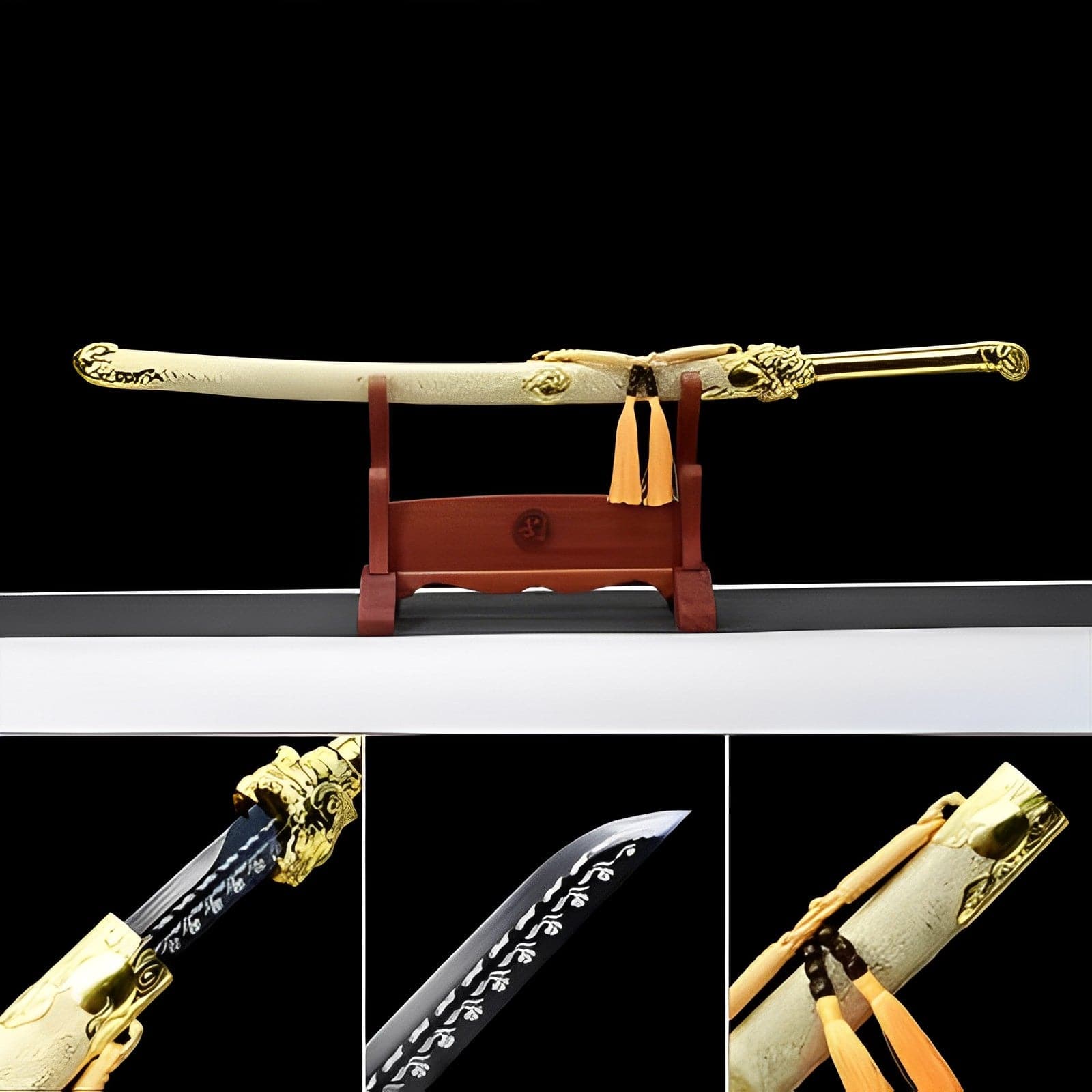 Handmade Golden Tiger Chop Chinese Sword With Golden - Tophatter Daily Deals