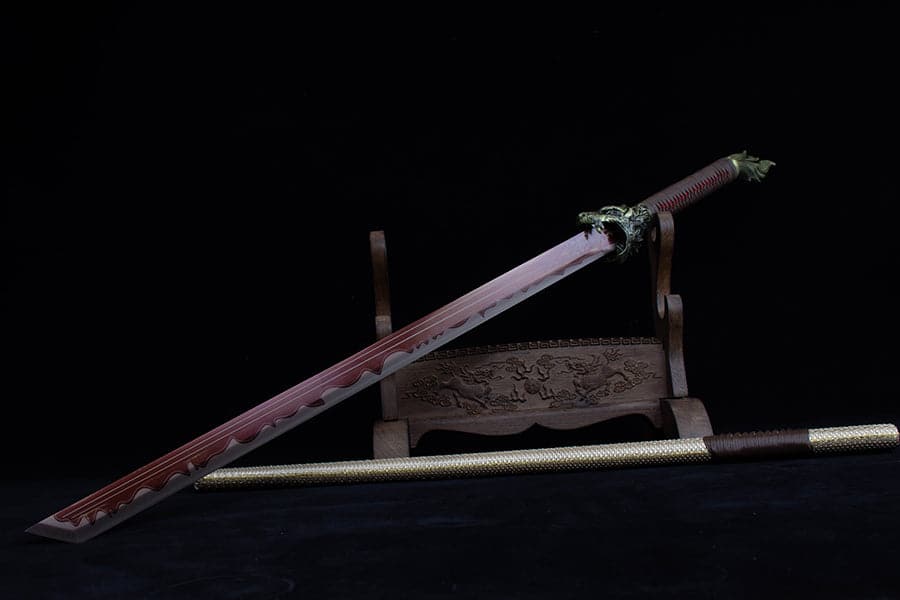 Handmade High Carbon Steel Flowing Shadow Chinese Sword With Red Blade - Tophatter Daily Deals