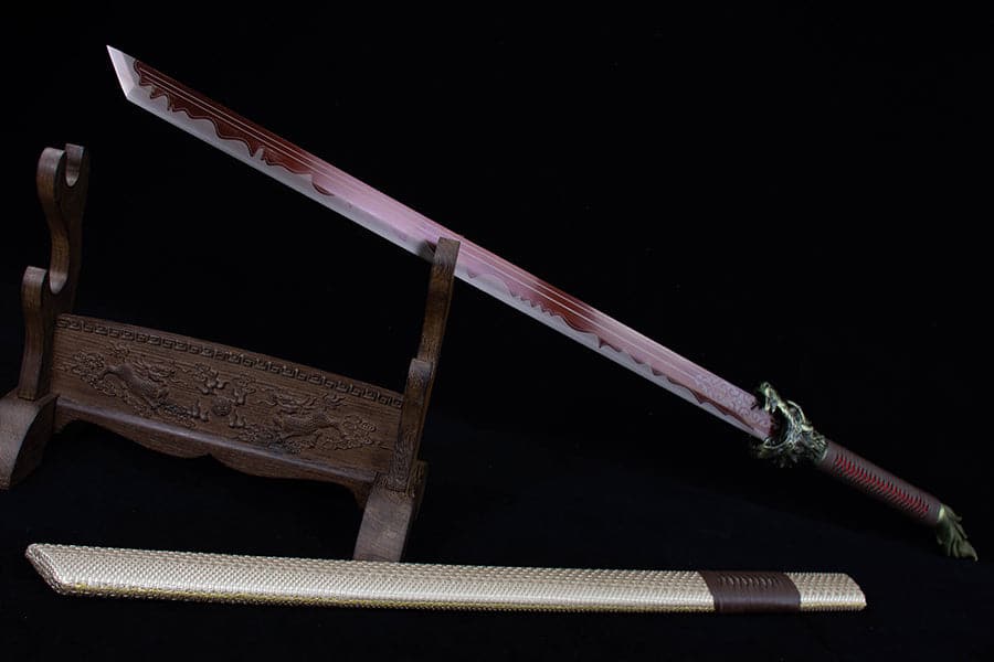 Handmade High Carbon Steel Flowing Shadow Chinese Sword With Red Blade - Tophatter Daily Deals