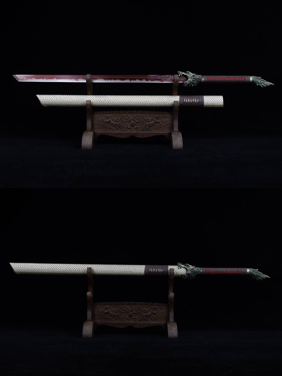 Handmade High Carbon Steel Flowing Shadow Chinese Sword With Red Blade - Tophatter Daily Deals