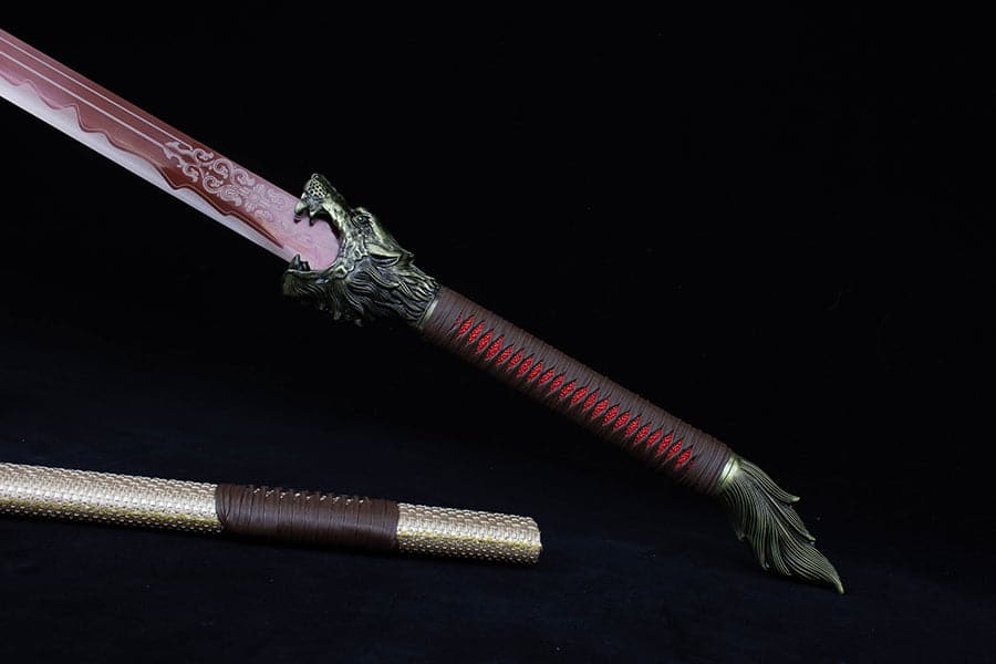 Handmade High Carbon Steel Flowing Shadow Chinese Sword With Red Blade - Tophatter Daily Deals