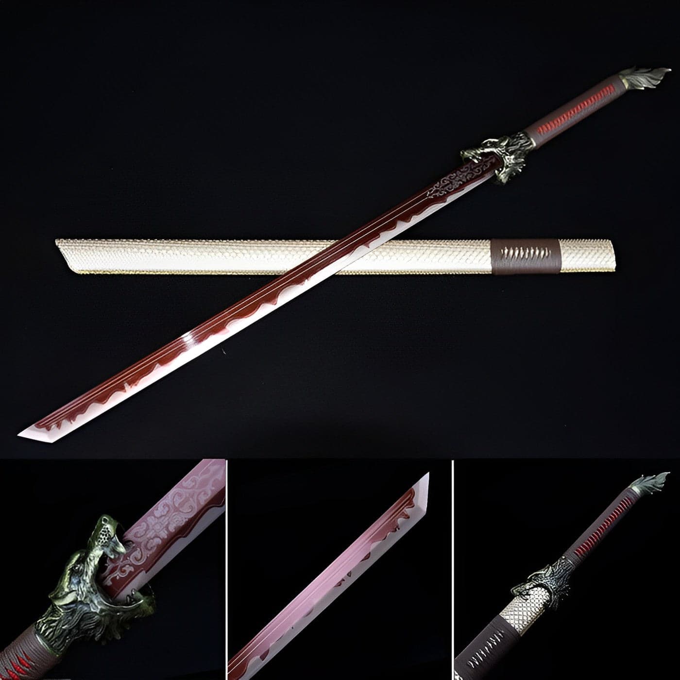 Handmade High Carbon Steel Flowing Shadow Chinese Sword With Red Blade - Tophatter Daily Deals