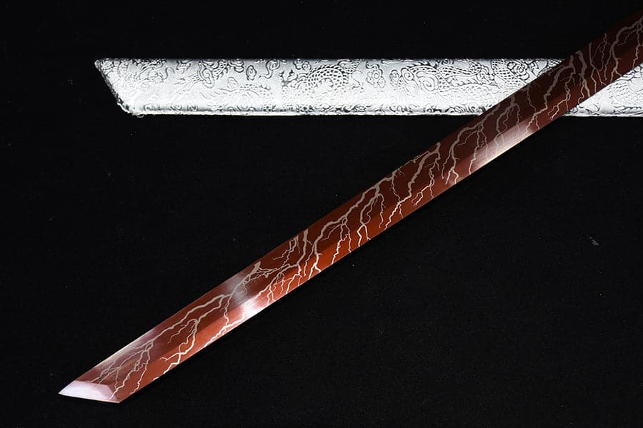 Handmade High Carbon Steel Inferno Thunderwolf Chinese Sword With Red Blade - Tophatter Daily Deals