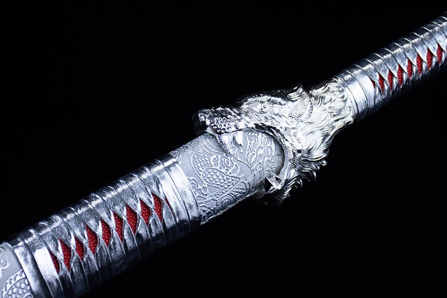 Handmade High Carbon Steel Inferno Thunderwolf Chinese Sword With Red Blade - Tophatter Daily Deals