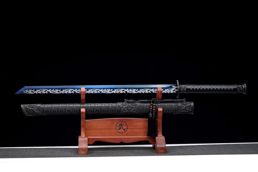 Handmade 花無缺 High Manganese Steel Chinese Sword With Baked Blue Blade - Tophatter Daily Deals