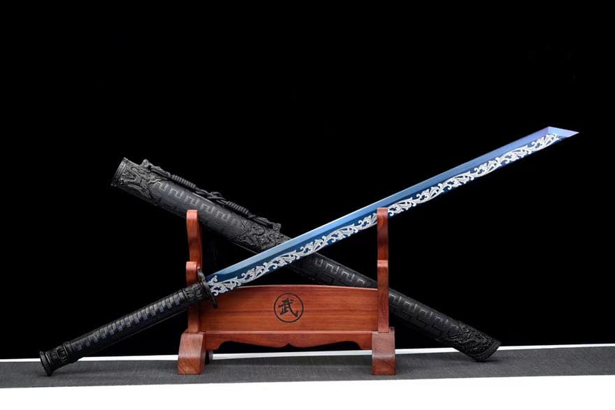 Handmade 花無缺 High Manganese Steel Chinese Sword With Baked Blue Blade - Tophatter Daily Deals