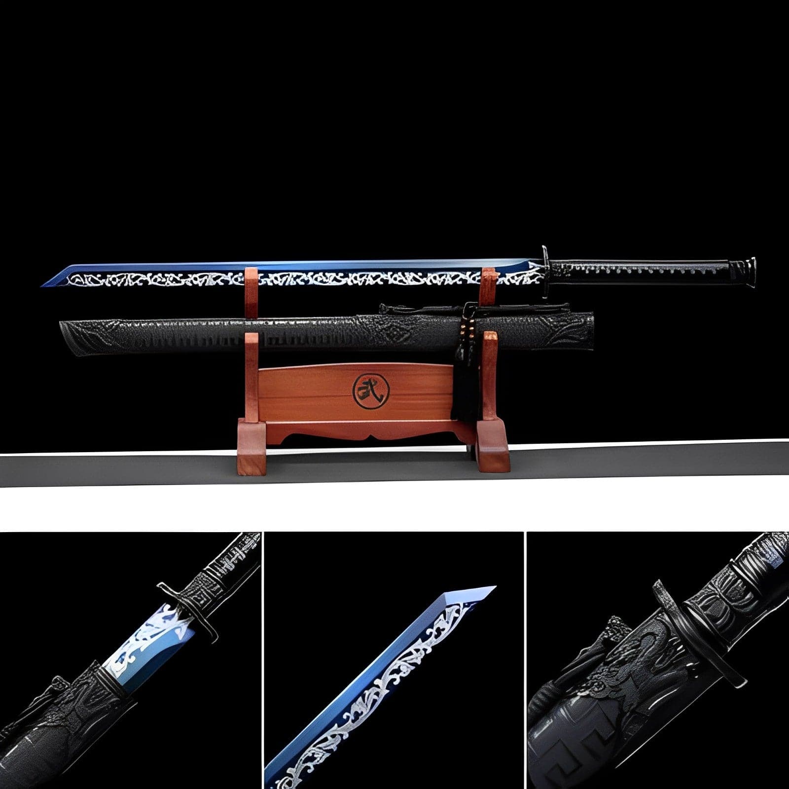 Handmade 花無缺 High Manganese Steel Chinese Sword With Baked Blue Blade - Tophatter Daily Deals