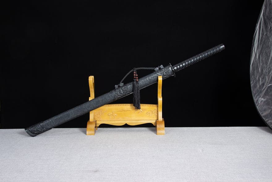 Handmade High Manganese Steel Ink Dragon Chinese Sword With black Sheath - Tophatter Daily Deals