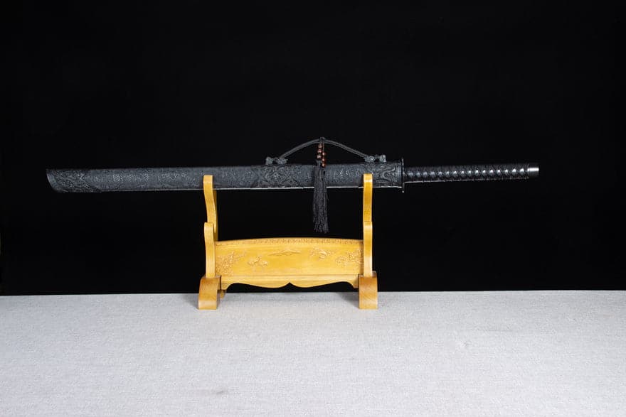 Handmade High Manganese Steel Ink Dragon Chinese Sword With black Sheath - Tophatter Daily Deals