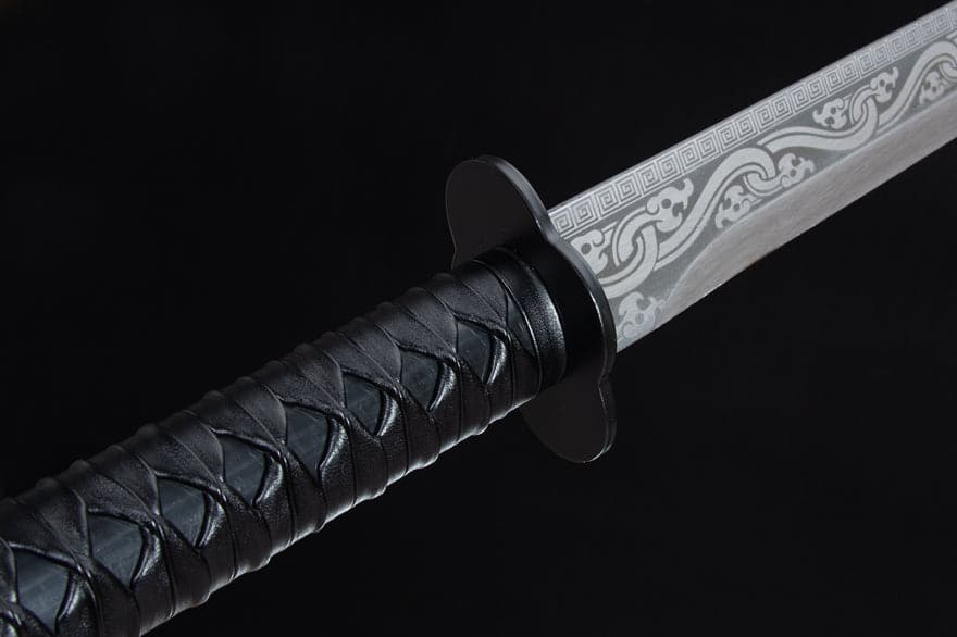 Handmade High Manganese Steel Ink Dragon Chinese Sword With black Sheath - Tophatter Daily Deals