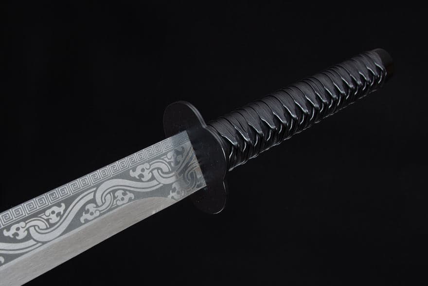 Handmade High Manganese Steel Ink Dragon Chinese Sword With black Sheath - Tophatter Daily Deals