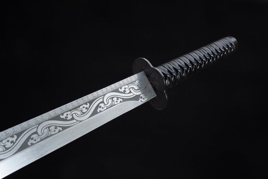 Handmade High Manganese Steel Ink Dragon Chinese Sword With black Sheath - Tophatter Daily Deals
