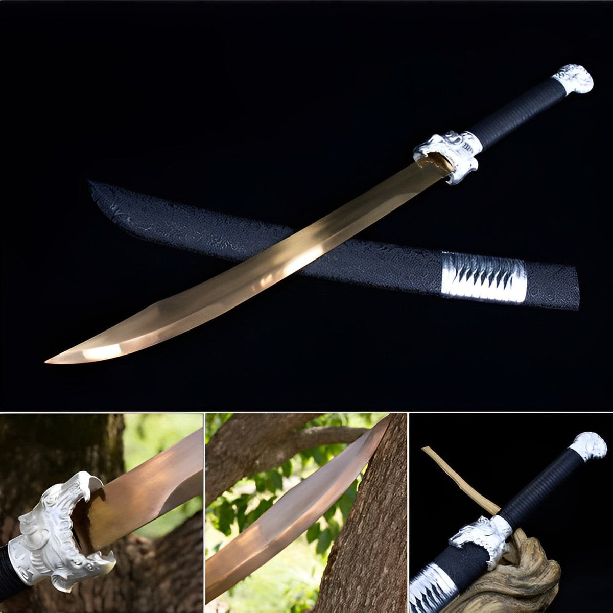 Handmade High Manganese Steel Kim Snow Chinese Knife With Golden Blade - Tophatter Daily Deals