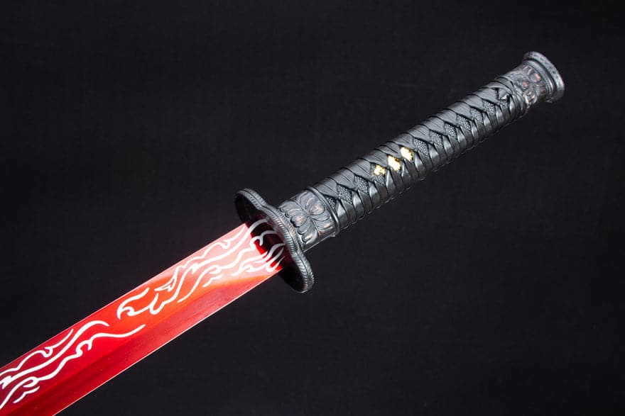 Handmade High Manganese Steel Red Flame Chinese Sword With Red Blade - Tophatter Daily Deals