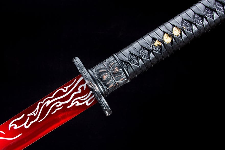 Handmade High Manganese Steel Red Flame Chinese Sword With Red Blade - Tophatter Daily Deals
