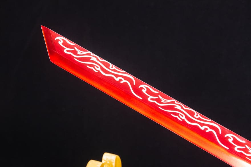 Handmade High Manganese Steel Red Flame Chinese Sword With Red Blade - Tophatter Daily Deals