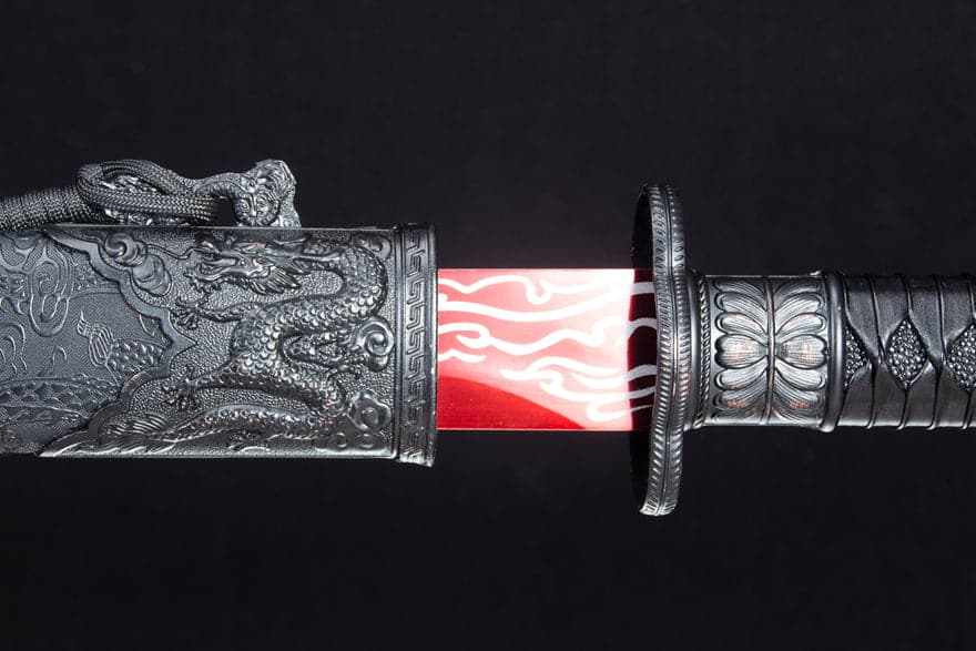 Handmade High Manganese Steel Red Flame Chinese Sword With Red Blade - Tophatter Daily Deals