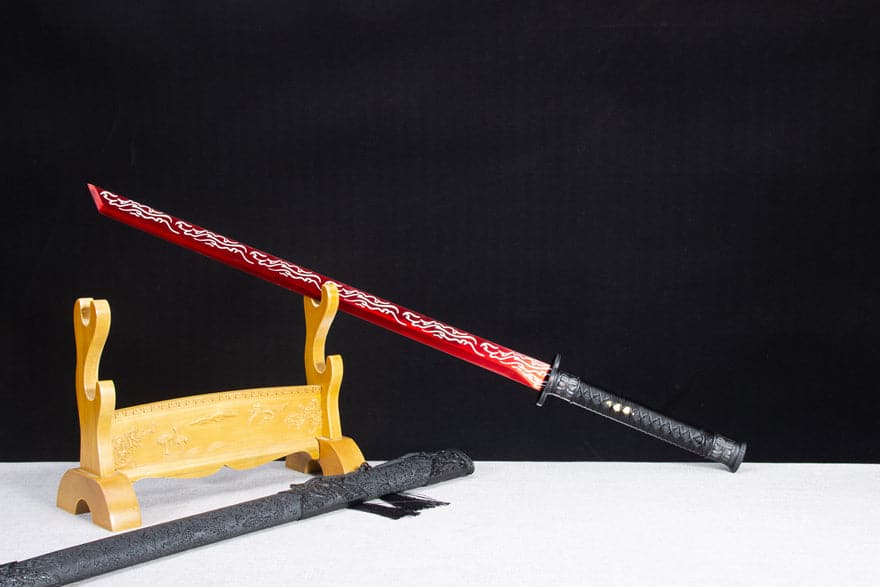 Handmade High Manganese Steel Red Flame Chinese Sword With Red Blade - Tophatter Daily Deals