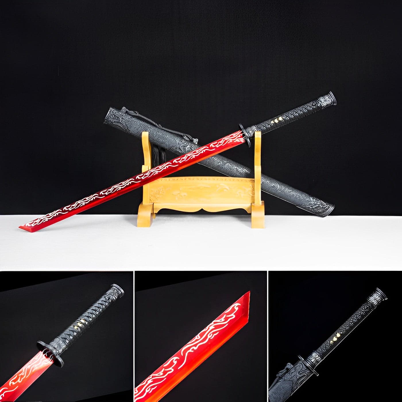 Handmade High Manganese Steel Red Flame Chinese Sword With Red Blade - Tophatter Daily Deals