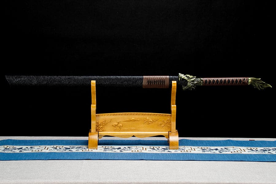 Handmade High Manganese Steel Thorny Dire Wolf Chinese Sword With Black Sheath - Tophatter Daily Deals