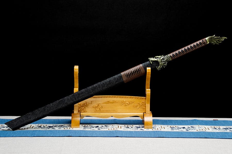 Handmade High Manganese Steel Thorny Dire Wolf Chinese Sword With Black Sheath - Tophatter Daily Deals
