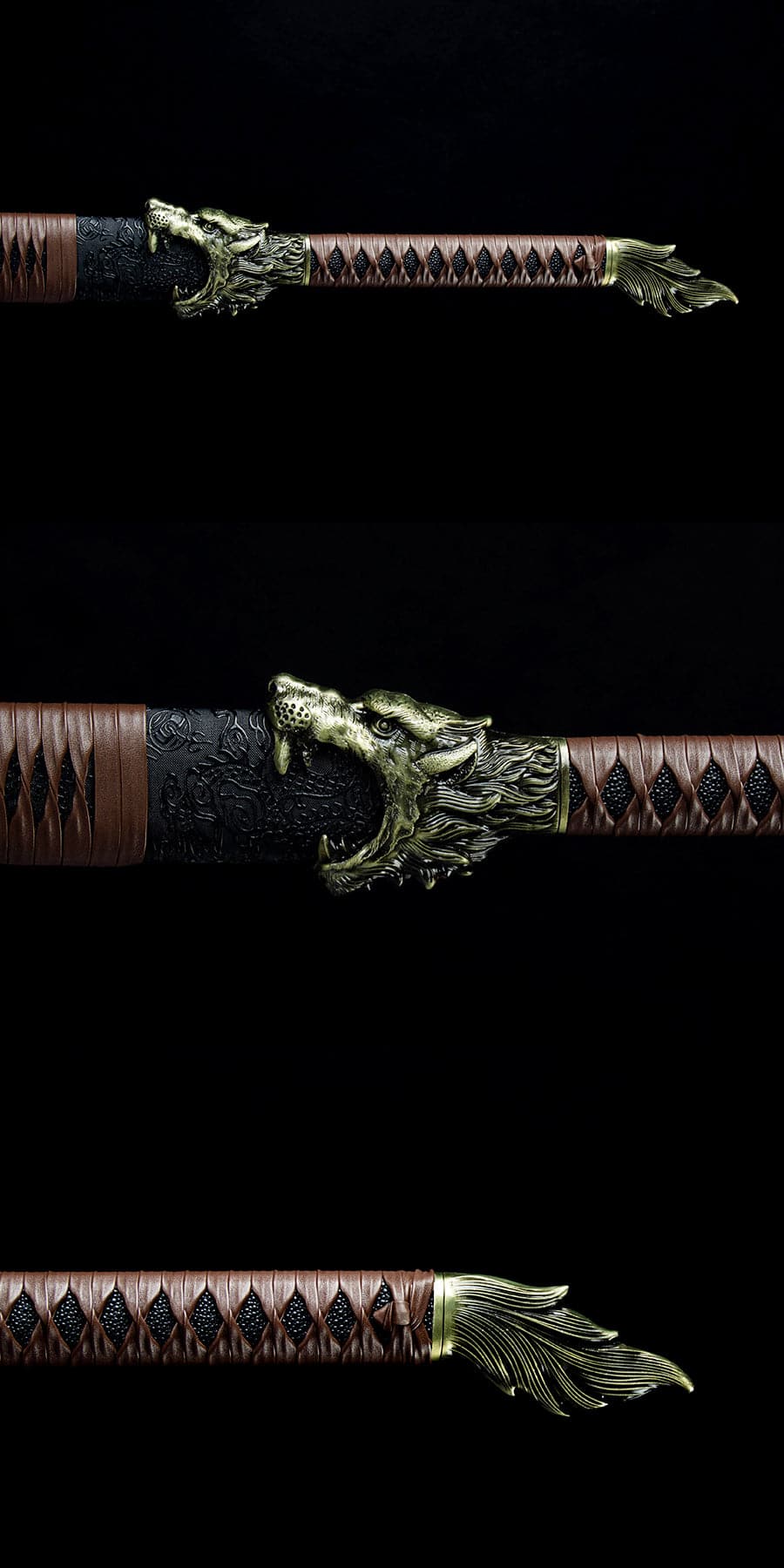 Handmade High Manganese Steel Thorny Dire Wolf Chinese Sword With Black Sheath - Tophatter Daily Deals