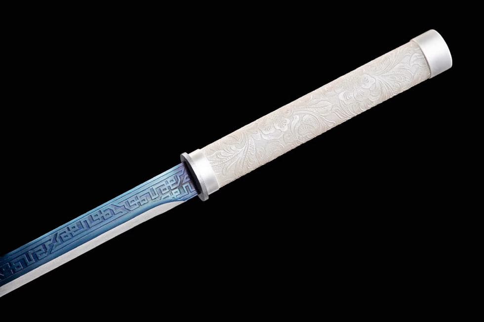 Handmade High Manganese Steel Whitefish Chinese Sword With Baked Blue Blade - Tophatter Daily Deals