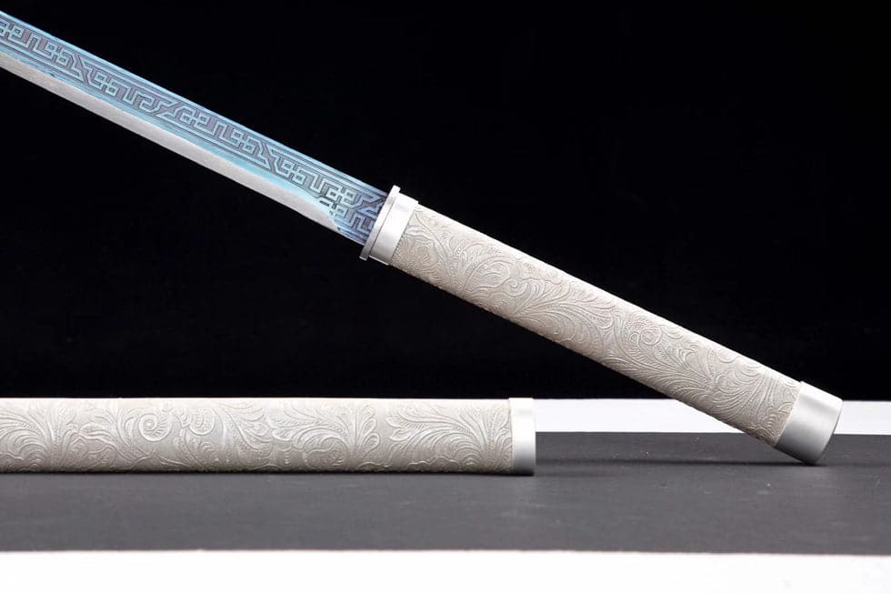 Handmade High Manganese Steel Whitefish Chinese Sword With Baked Blue Blade - Tophatter Daily Deals