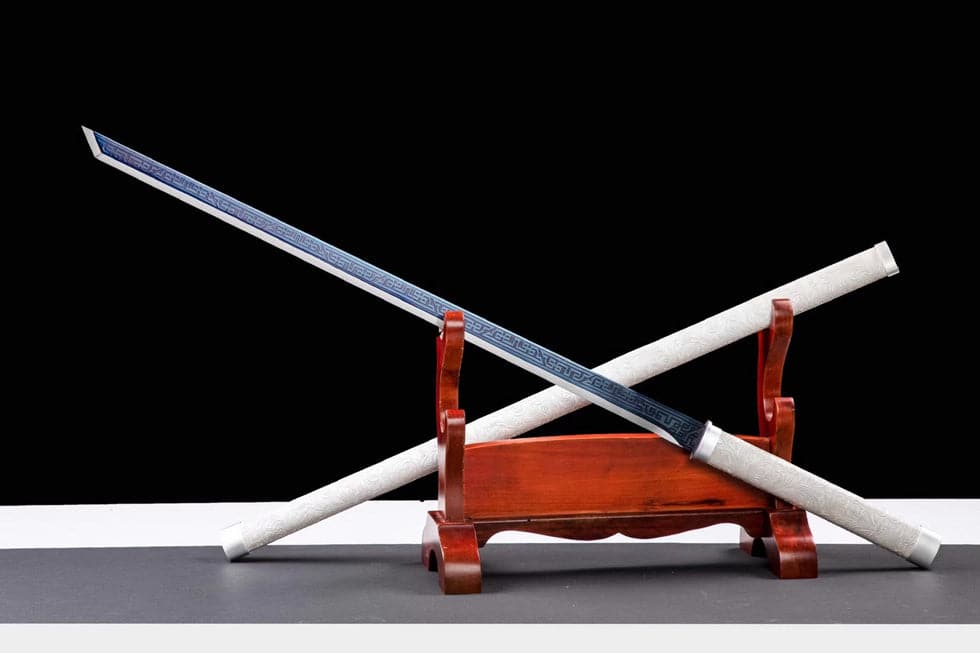 Handmade High Manganese Steel Whitefish Chinese Sword With Baked Blue Blade - Tophatter Daily Deals