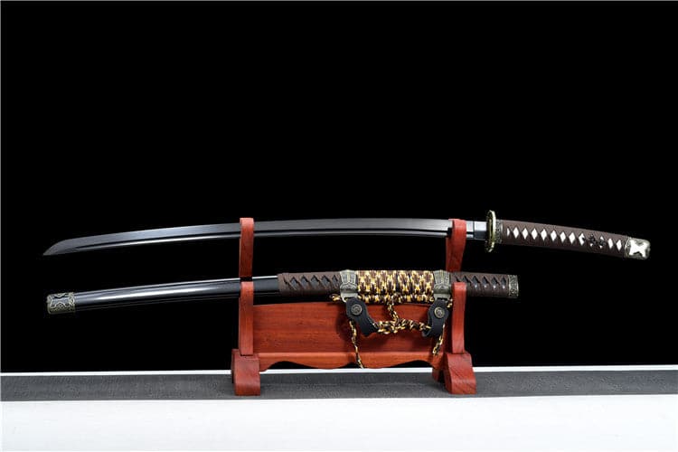 Handmade Japanese Tachi Odachi Dark Shadow High Carbon Steel Blackened blades - Tophatter Daily Deals