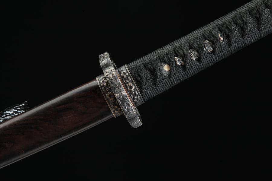 Handmade Japanese Tachi Odachi Sakura Pattern Steel High Ebony - Tophatter Daily Deals