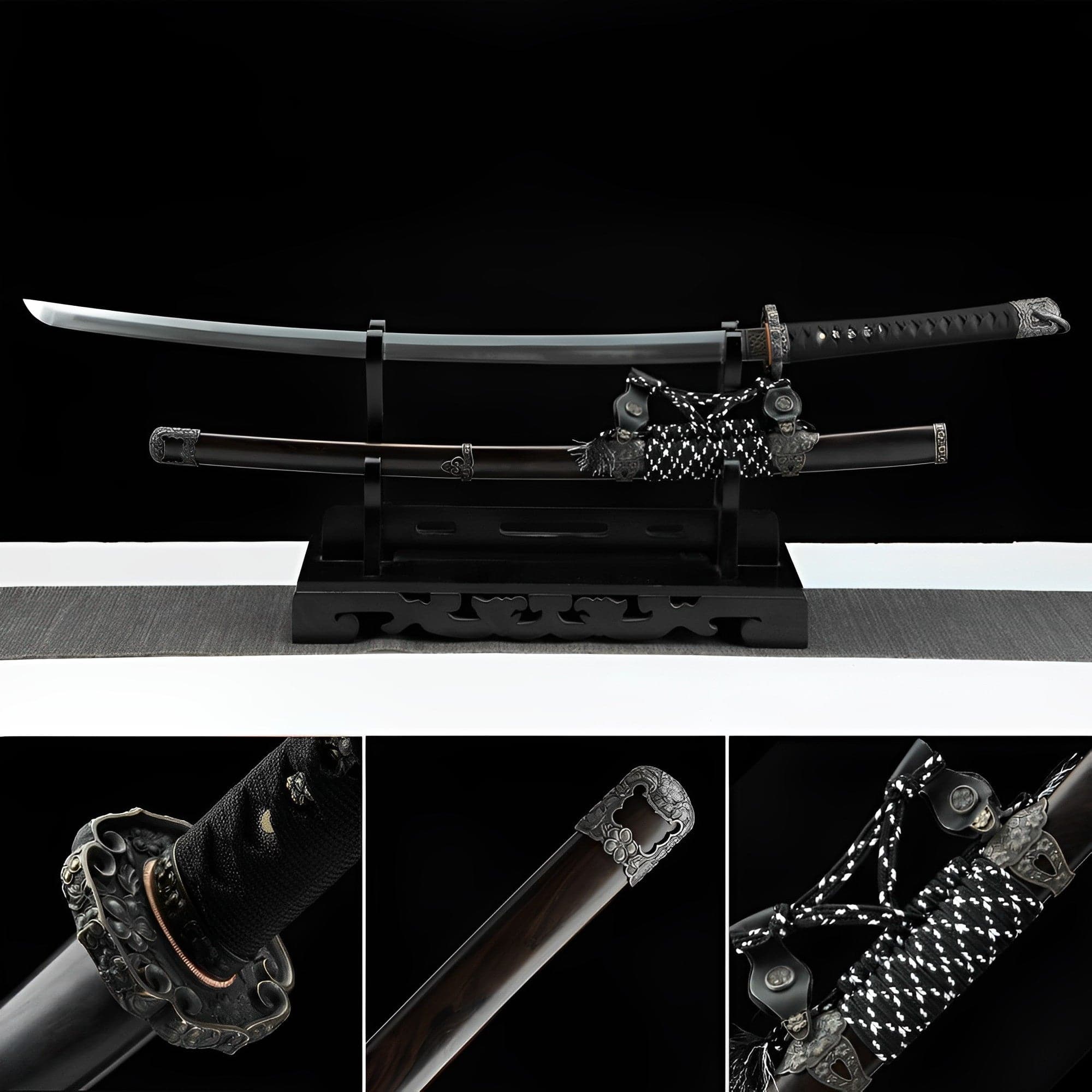 Handmade Japanese Tachi Odachi Sakura Pattern Steel High Ebony - Tophatter Daily Deals