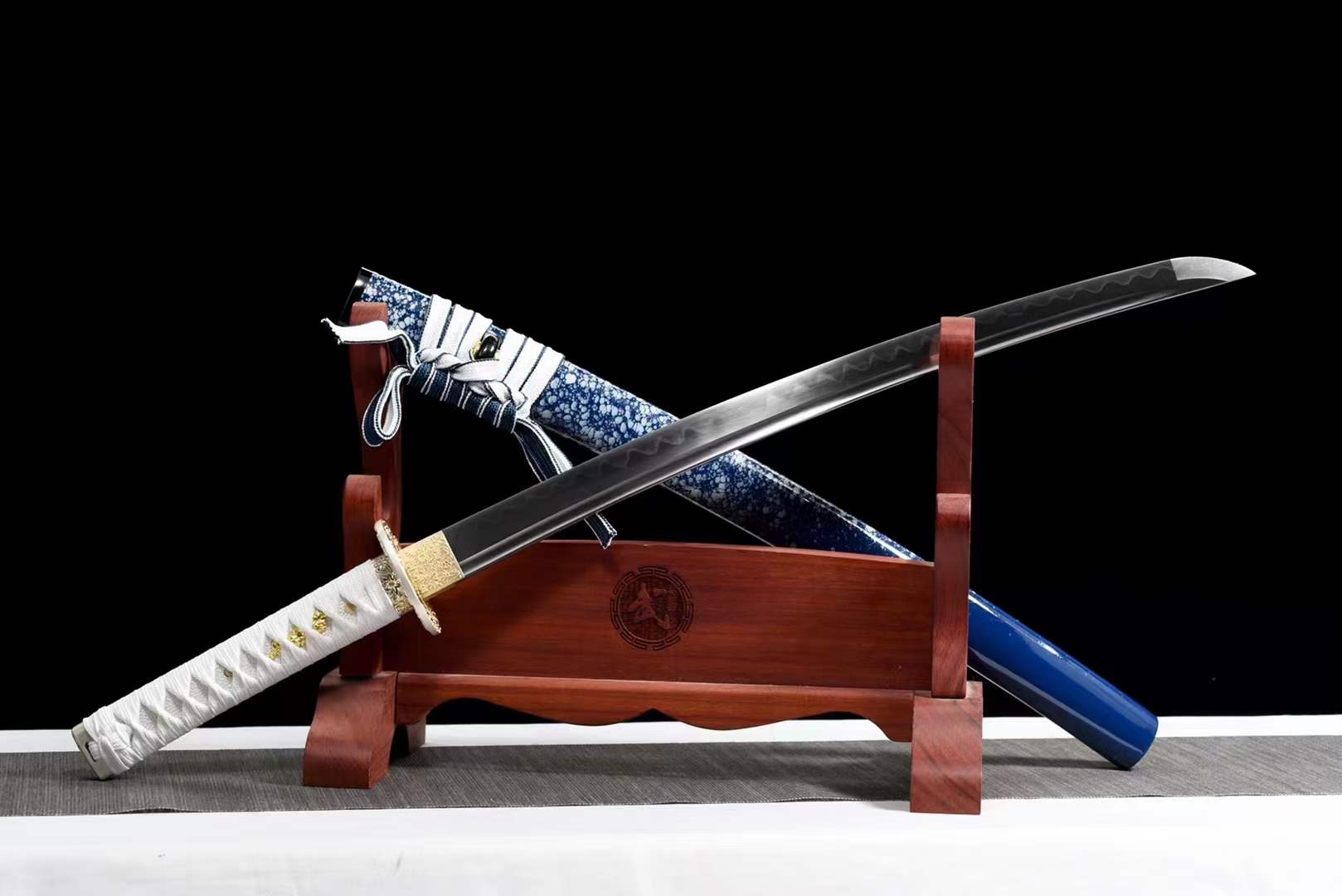 Handmade Japanese Wakizashi Begonia Short Sword T10 burned edge - Tophatter Daily Deals