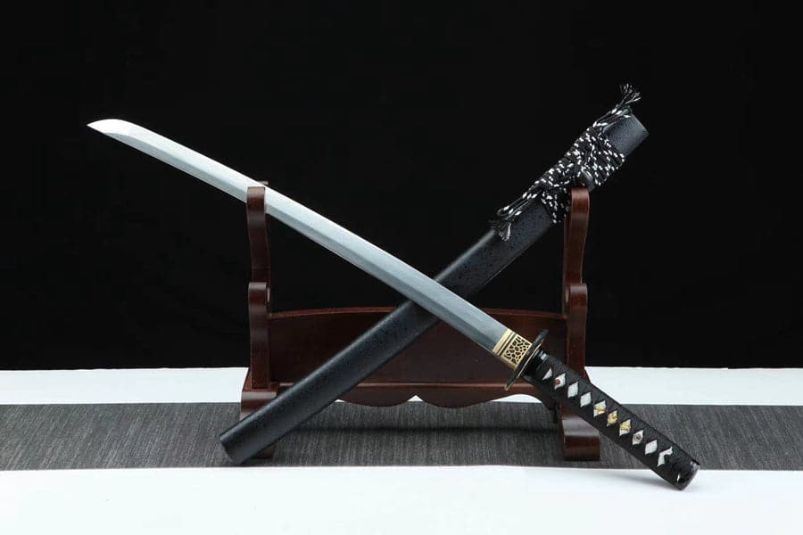 Handmade Japanese Wakizashi Black Moon Damascus Steel - Tophatter Daily Deals