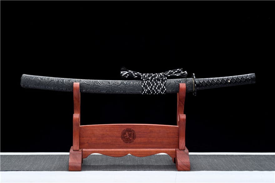 Handmade Japanese Wakizashi Chi Dragon High Manganese Steel Black Blade - Tophatter Daily Deals