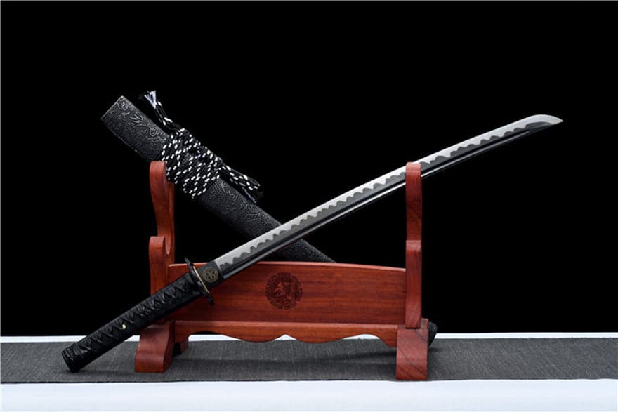 Handmade Japanese Wakizashi Chi Dragon High Manganese Steel Black Blade - Tophatter Daily Deals