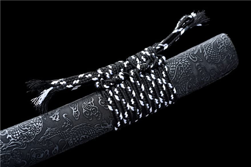 Handmade Japanese Wakizashi Chi Dragon High Manganese Steel Black Blade - Tophatter Daily Deals